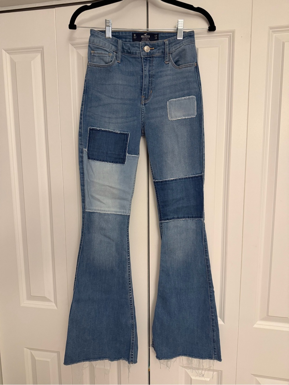 Hollister High Rise Patchwork Flare Jeans 1R W25 L31 Y2K